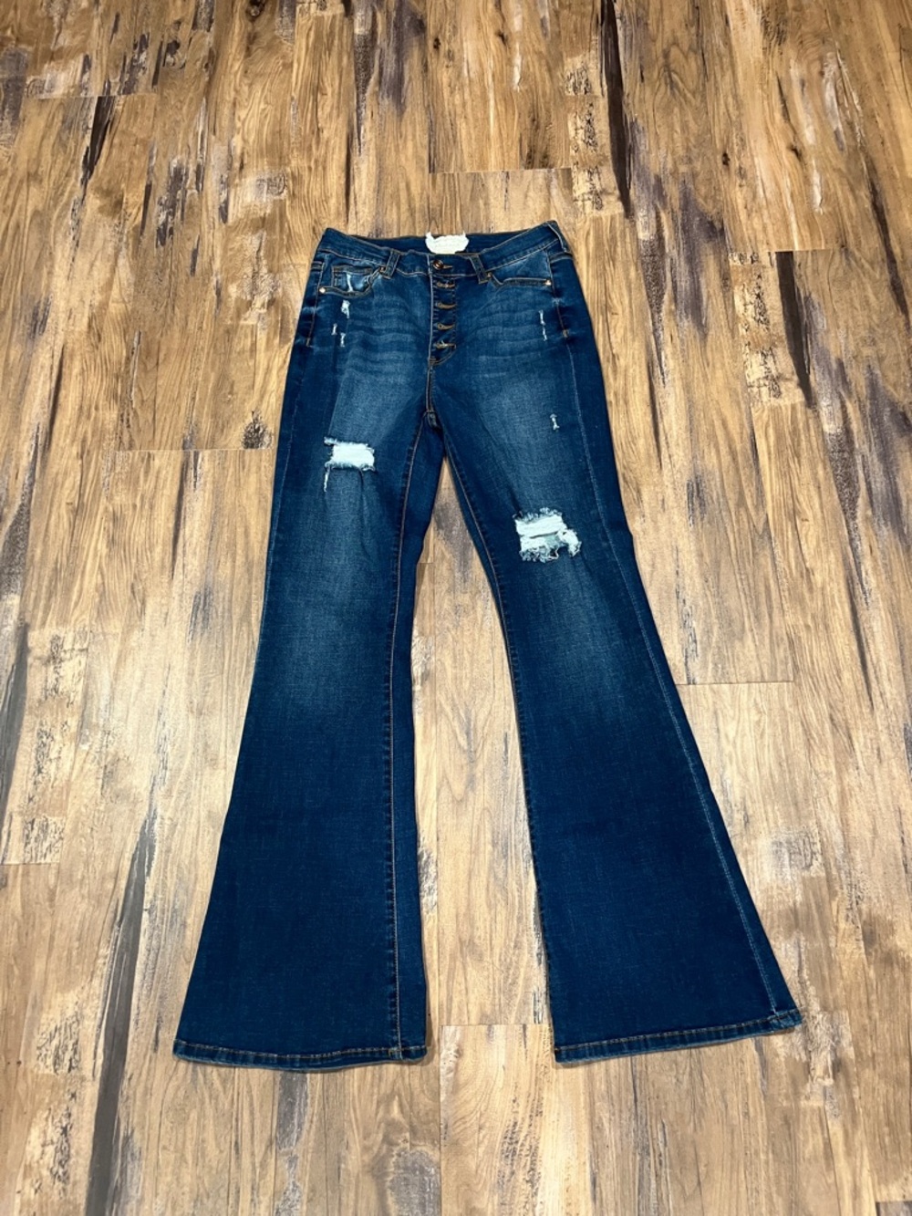 Alter’d state- Dark Blue Distressed Flare Jeans - Women